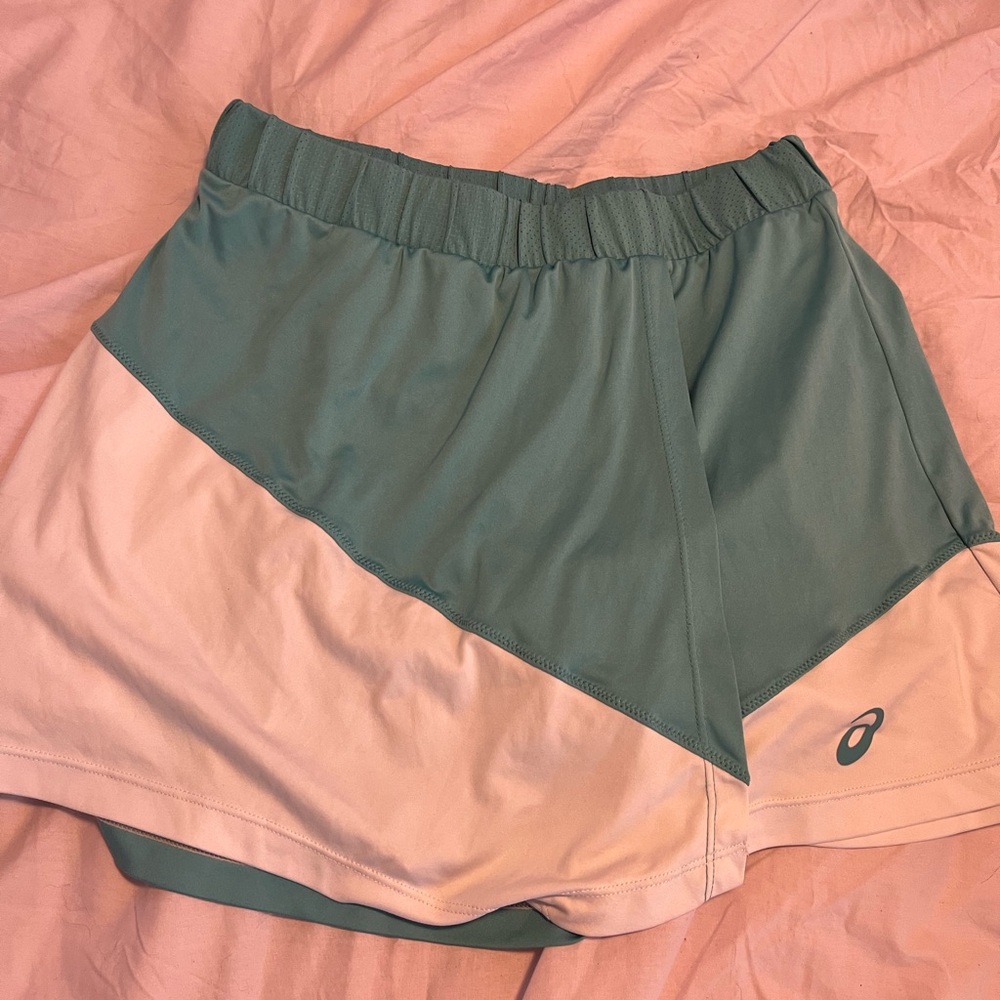 Asics Women's Athletic Shorts - Teal and Light Pink